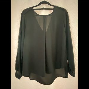 Black sheer and lace blouse
